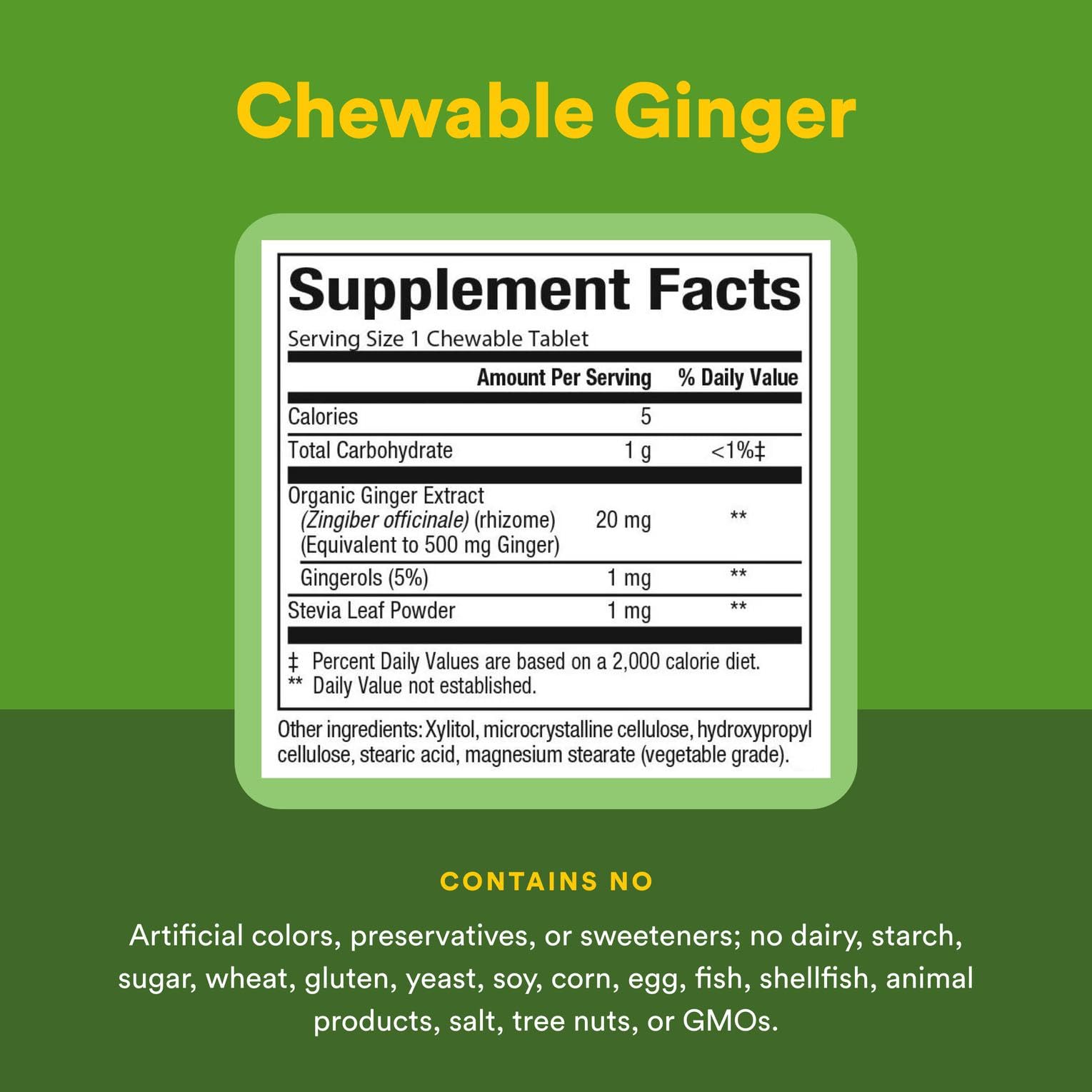Natural Factors ginger packaging and product label