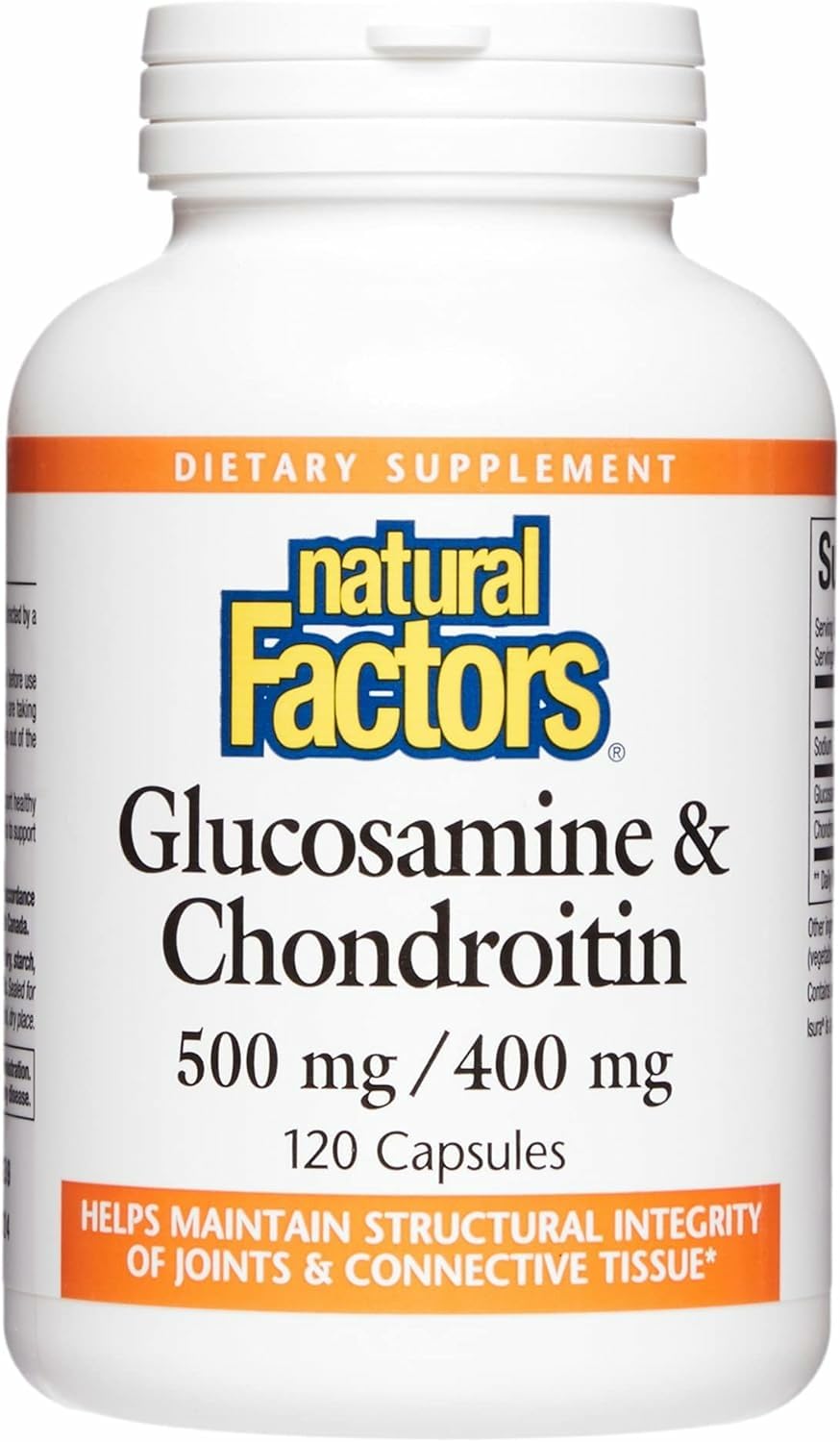 Front view of Natural Factors Glucosamine & Chondroitin 120 capsules bottle