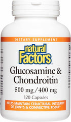 Front view of Natural Factors Glucosamine & Chondroitin 120 capsules bottle
