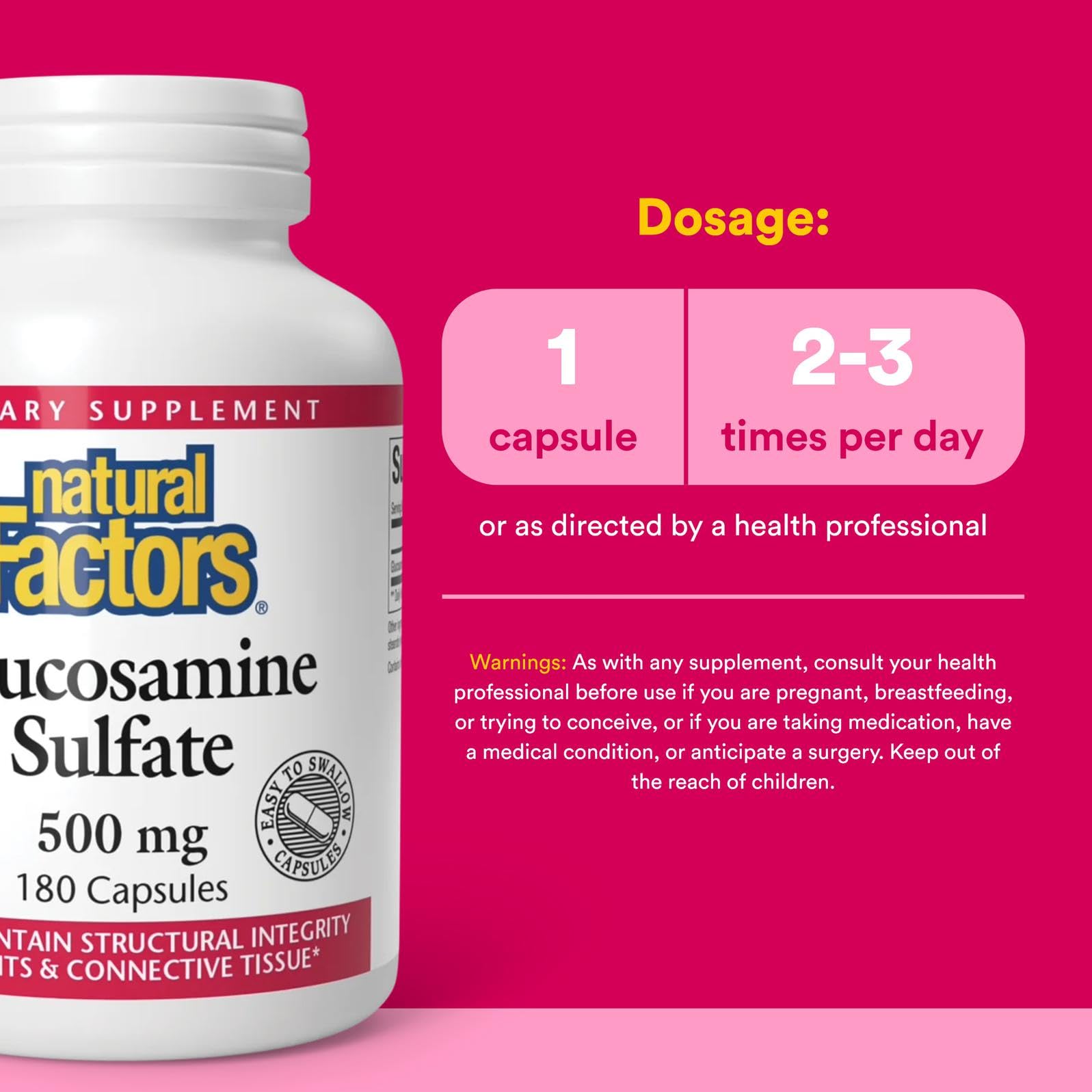 Close-up of glucosamine sulfate capsules