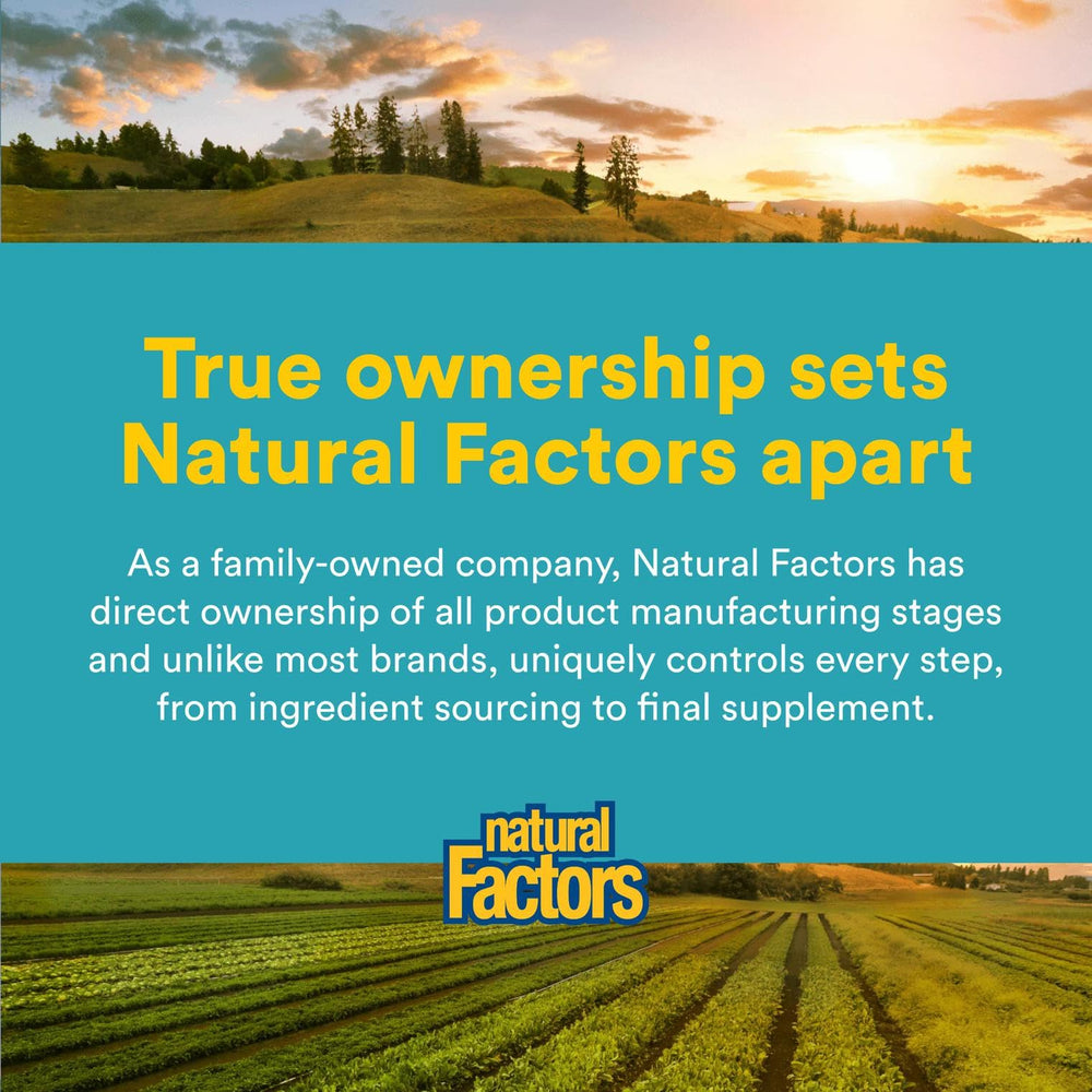 Natural Factors logo with product packaging