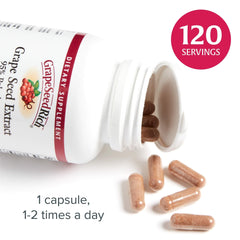 Grape seed extract capsules displayed for product photography