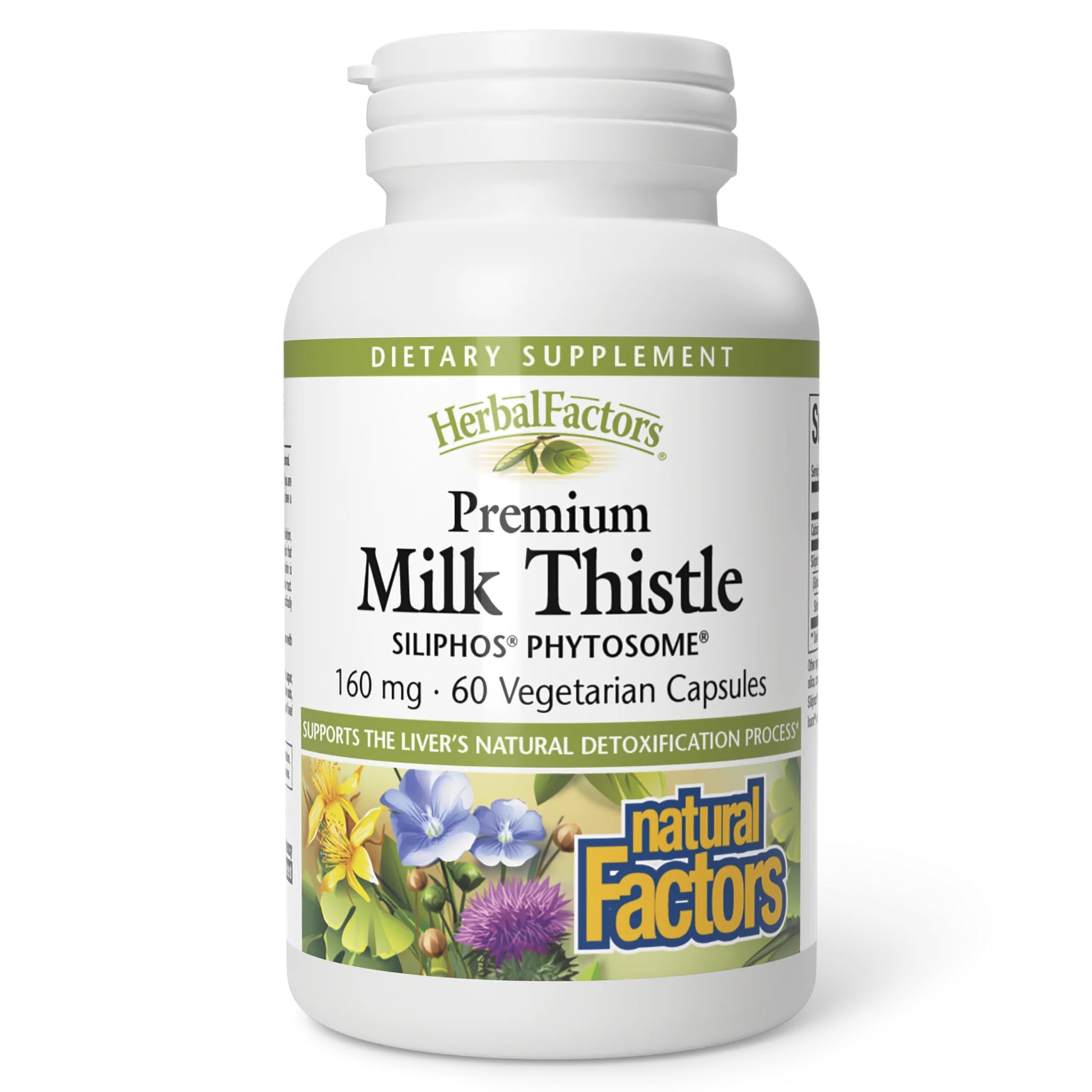 Bottle of Natural Factors HerbalFactors Premium Milk Thistle 60 capsules