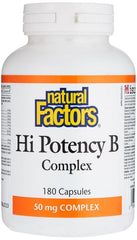 Natural Factors Hi Potency B Complex 180-count bottle on white background