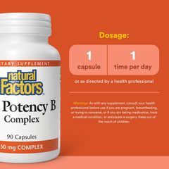 Supplement facts panel for Natural Factors B Complex