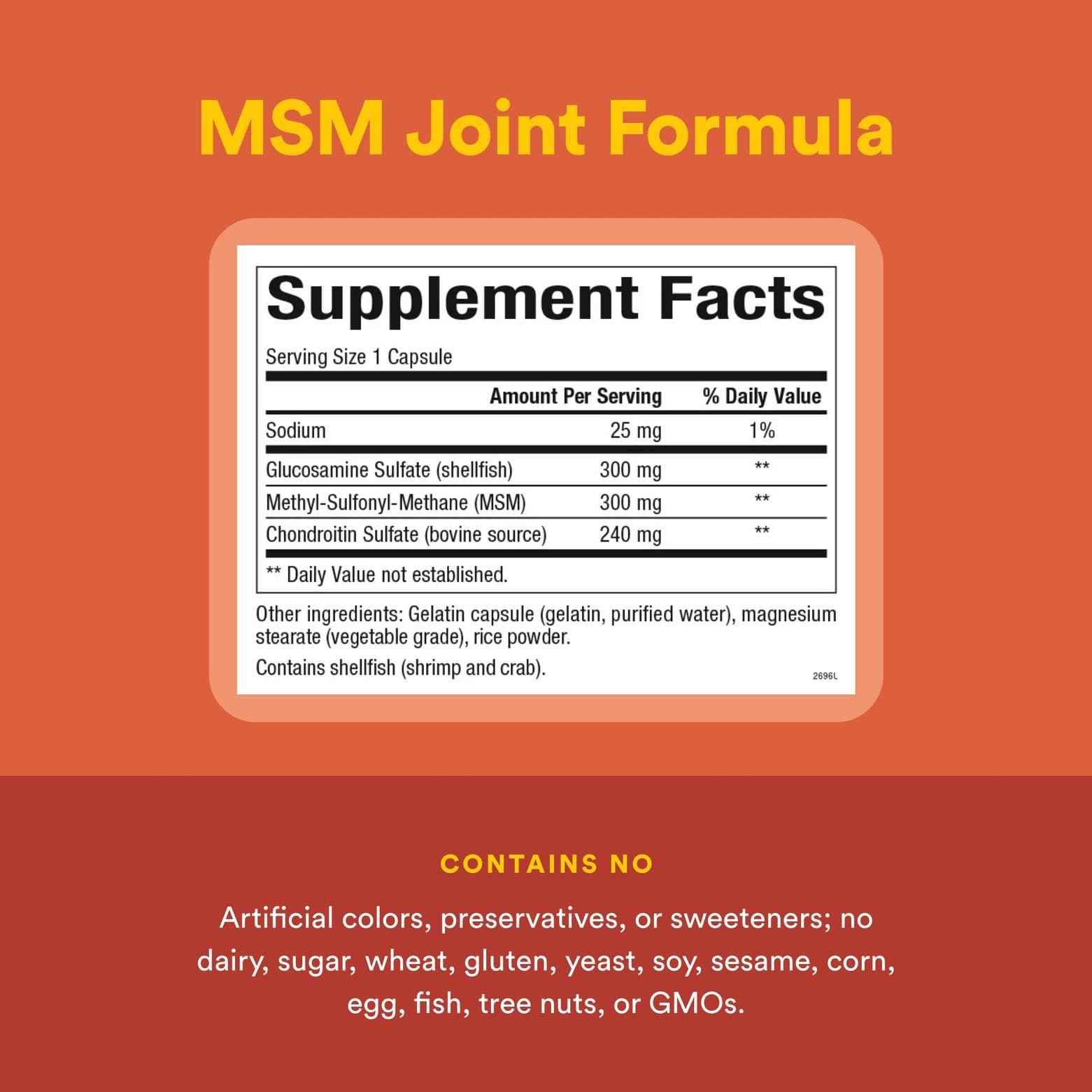 MSM Joint Formula capsules pouring from bottle