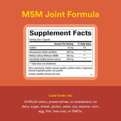 MSM Joint Formula capsules pouring from bottle