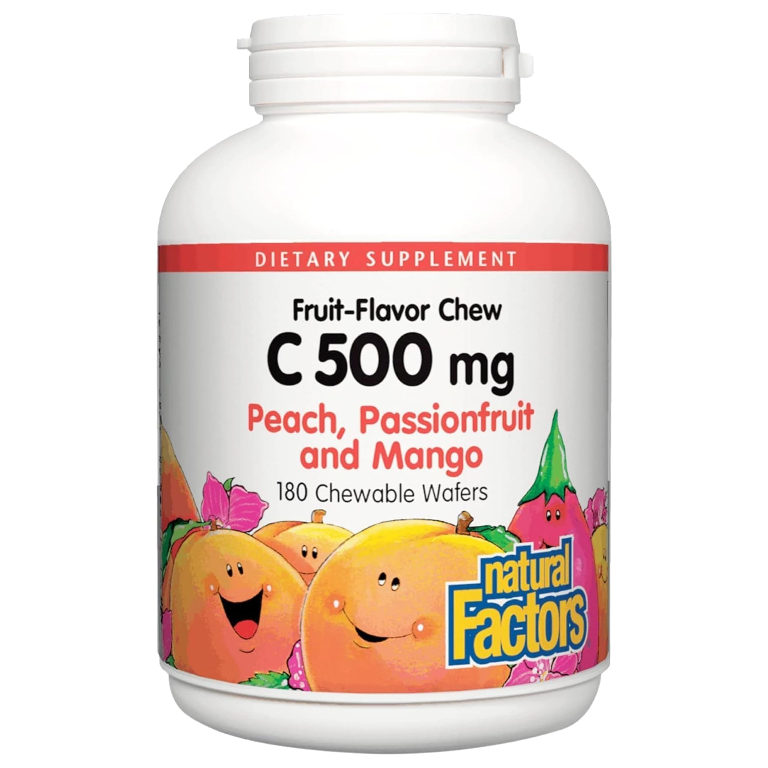 Natural Factors Kids Chewable Vitamin C 500 mg peach flavor packaging