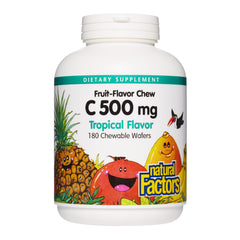 Natural Factors Kids Vitamin C 500 mg tropical flavor bottle front
