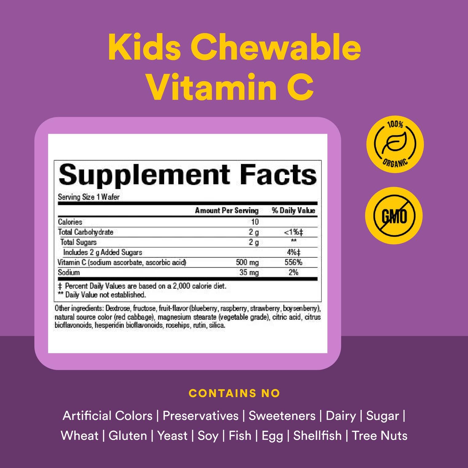 Fruit-flavored chewable Vitamin C wafers for kids