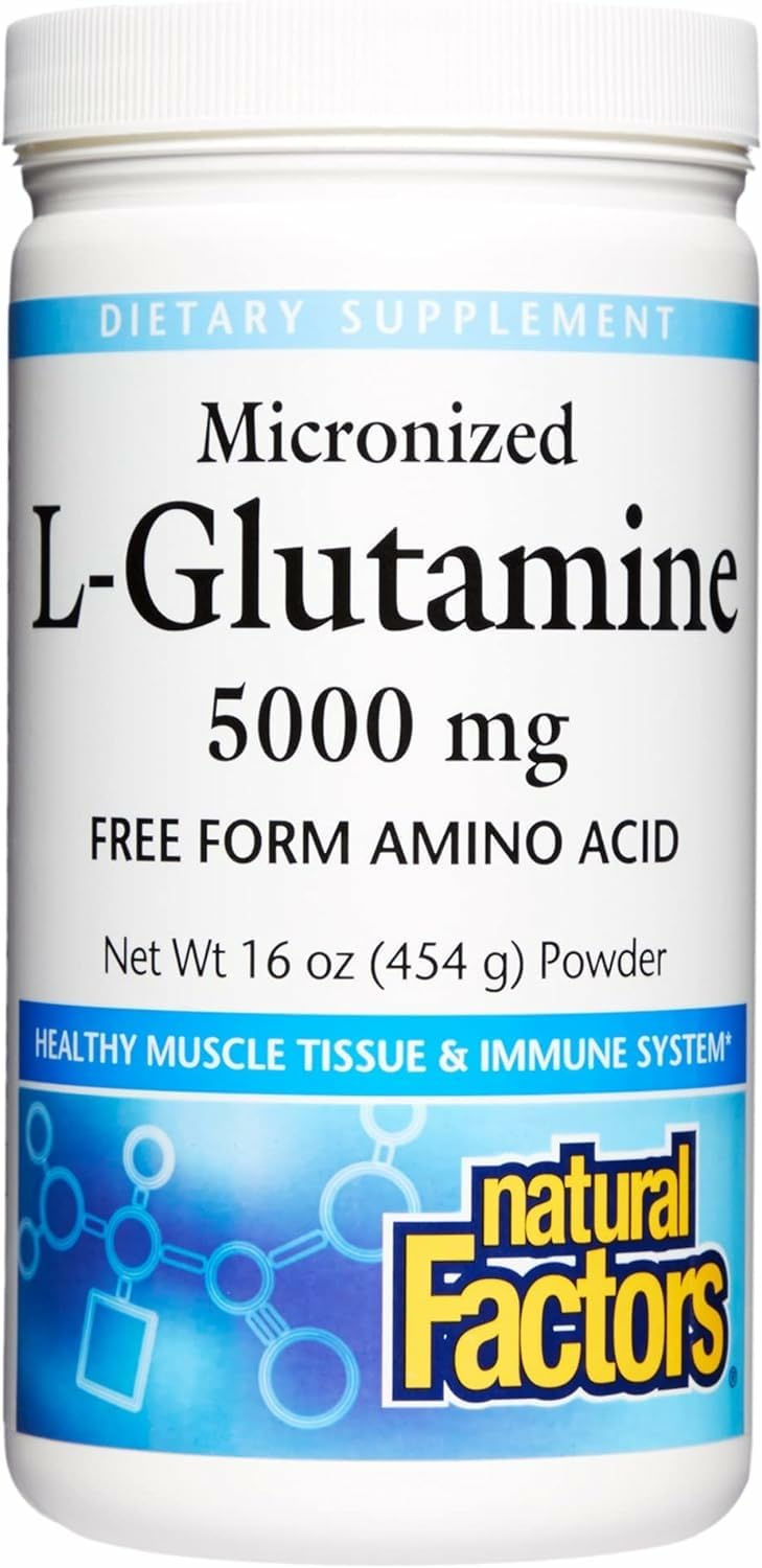 Natural Factors L-Glutamine 5,000 mg micronized powder bottle, 16 oz, 90 servings