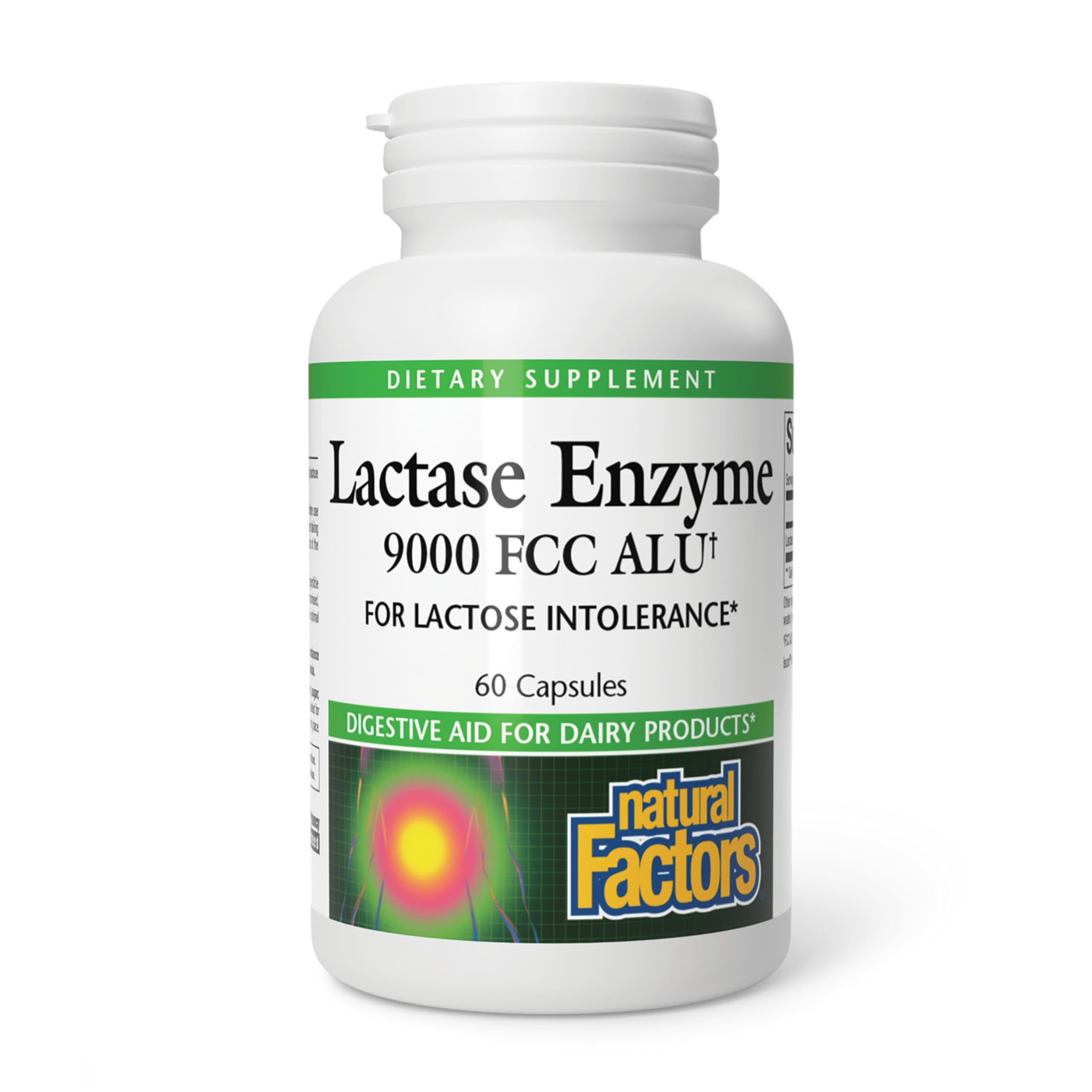 Natural Factors Lactase Enzyme bottle and front label