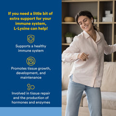 L-Lysine bottle label close-up showing supplement facts