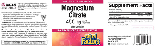 Natural Factors Magnesium Citrate 150 mg bottle – front view