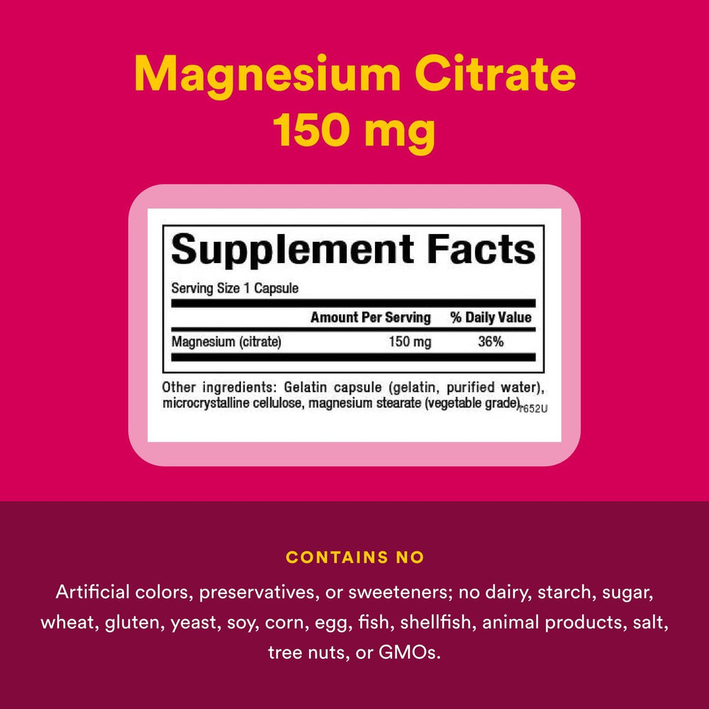 Ingredients panel for Natural Factors Magnesium Citrate 150 mg
