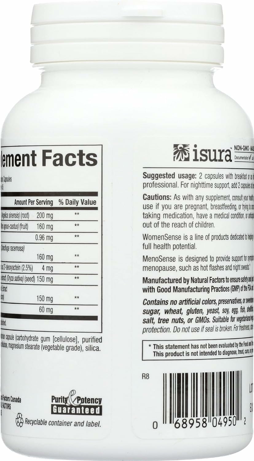 Natural Factors MenoSense serving image illustrating 1 capsule daily