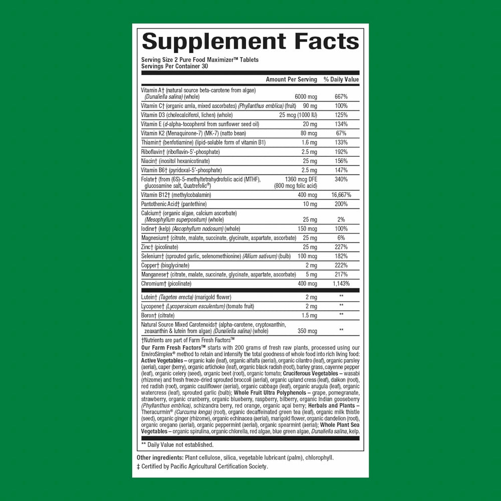 Back label of Natural Factors Men's Multivitamin & Mineral