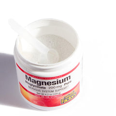 Close-up of Natural Factors Magnesium Bisglycinate Powder label