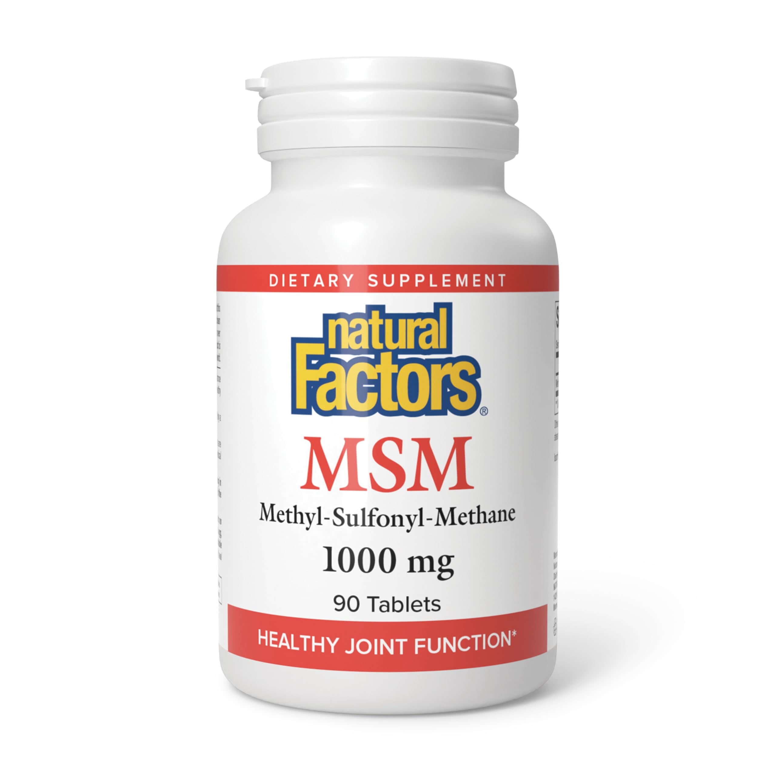 Natural Factors MSM 1000 mg bottle front with 90 capsules