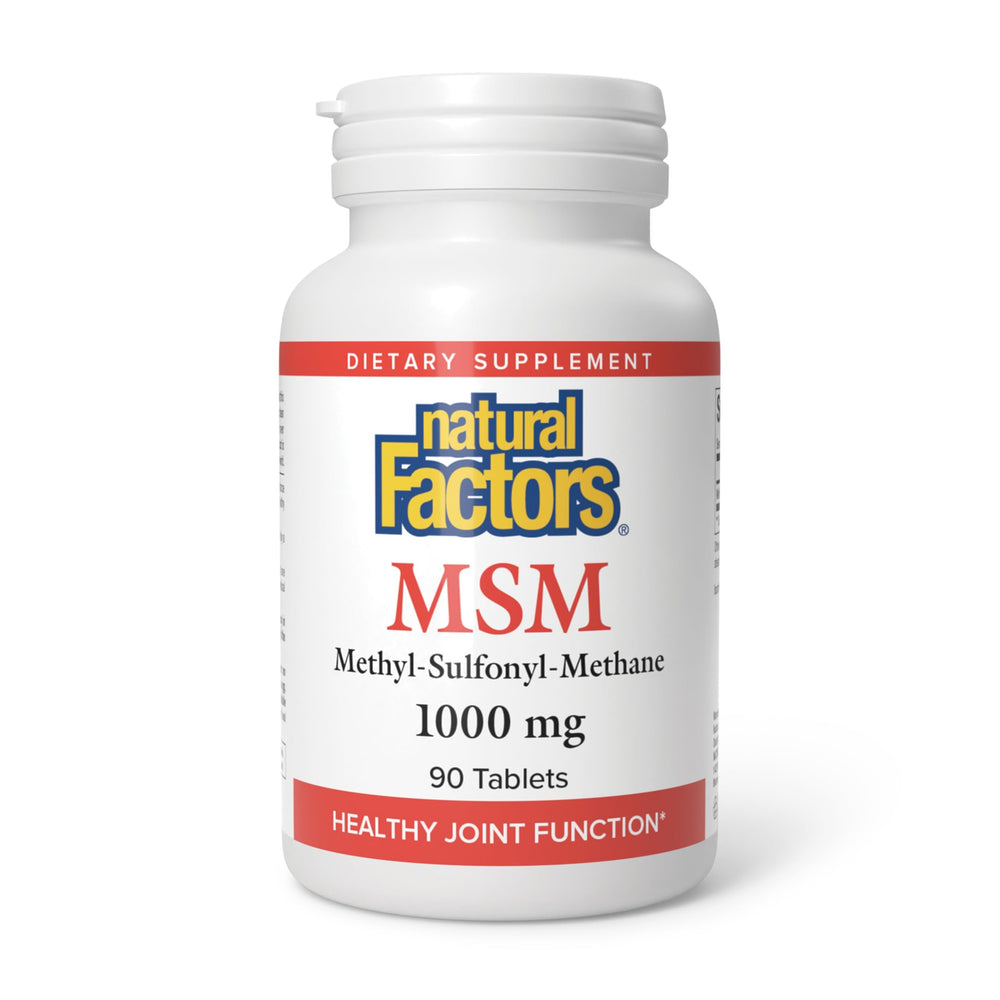 Natural Factors MSM 1000 mg bottle front with 90 capsules