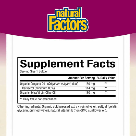 Packaging for Natural Factors Oil of Oregano 60 Softgels