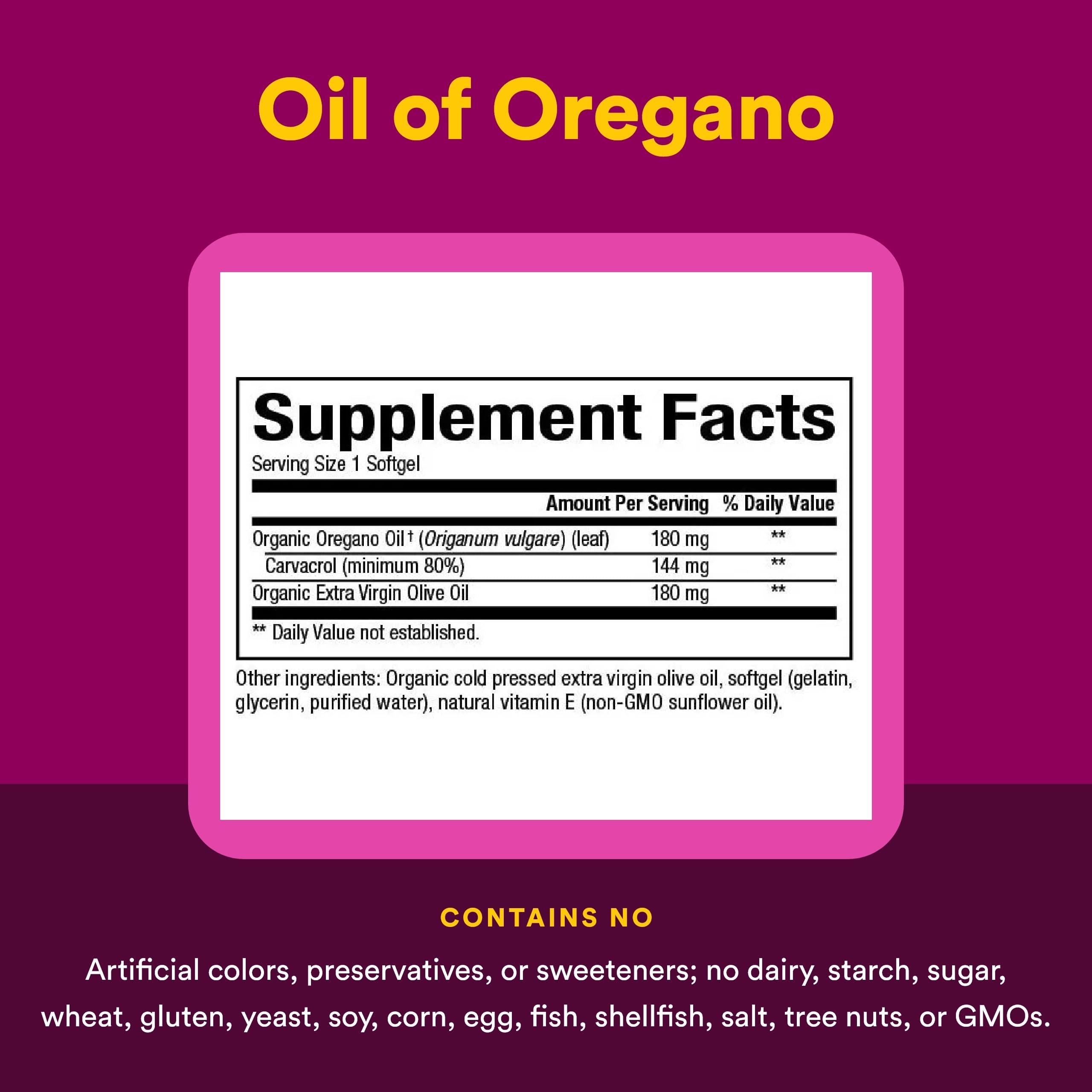 Oregano oil with at least 80% carvacrol content