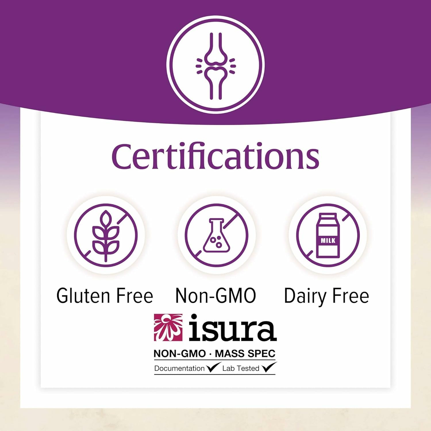 Allergen-friendly icons: dairy-free, gluten-free, soy-free
