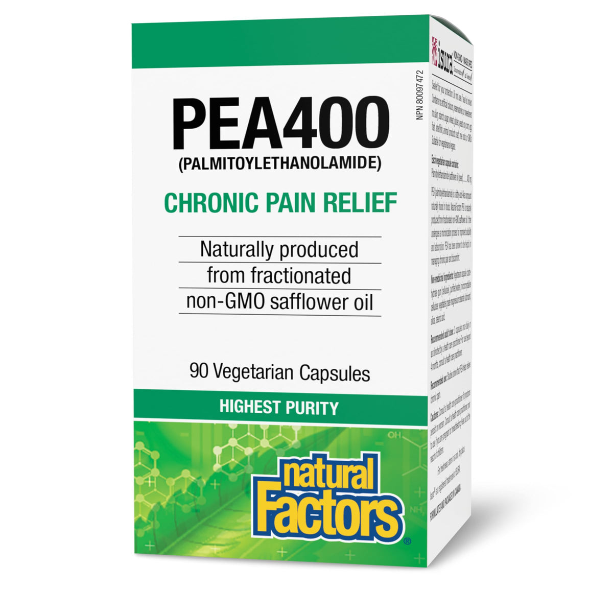 Natural Factors PEA400 bottle and label on white background