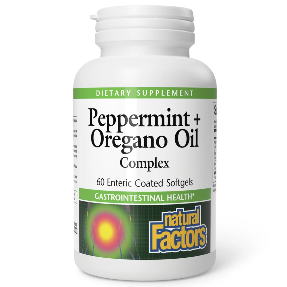 Enteric-coated peppermint oregano oil softgel close up