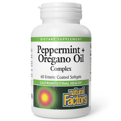 Enteric-coated peppermint oregano oil softgel close up