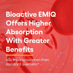Quercetin EMIQ capsules on a white background