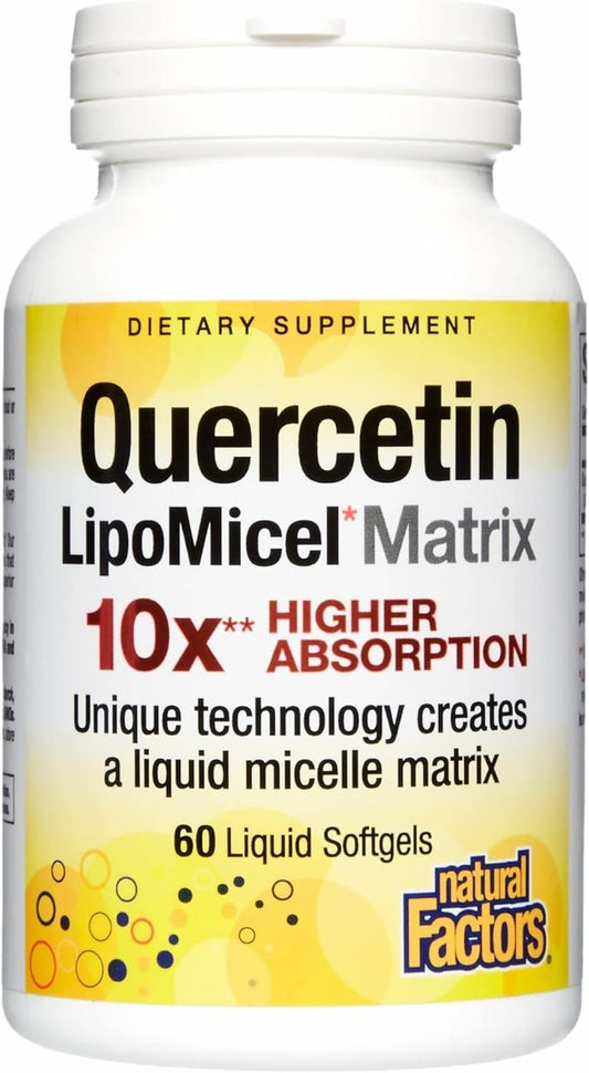 Natural Factors Quercetin LipoMicel Matrix Gel bottle on white background