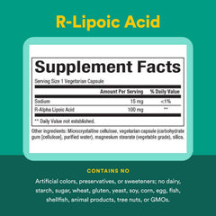 Back of bottle showing supplement facts panel
