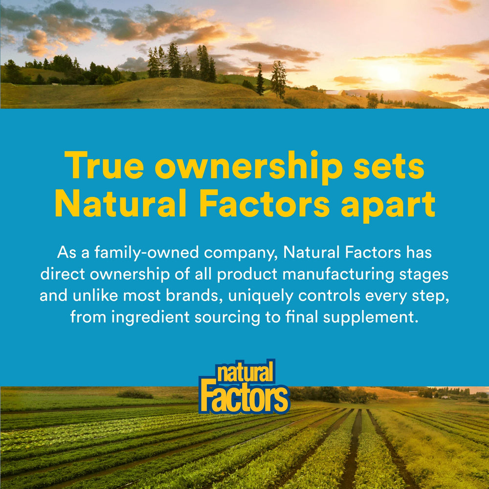 Natural Factors RxOmega-3 bottle front with clean design promoting purity and trust