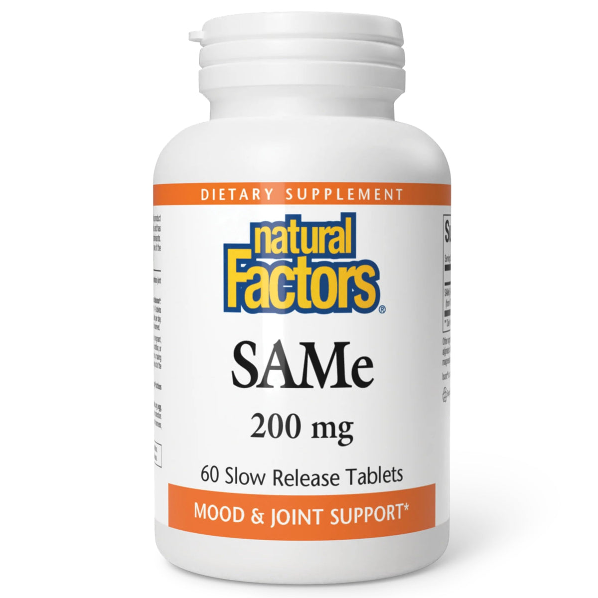 Natural Factors SAMe 200 mg bottle with 60 tablets
