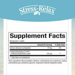 Close-up of Stress-Relax 5-HTP 100 mg caplets