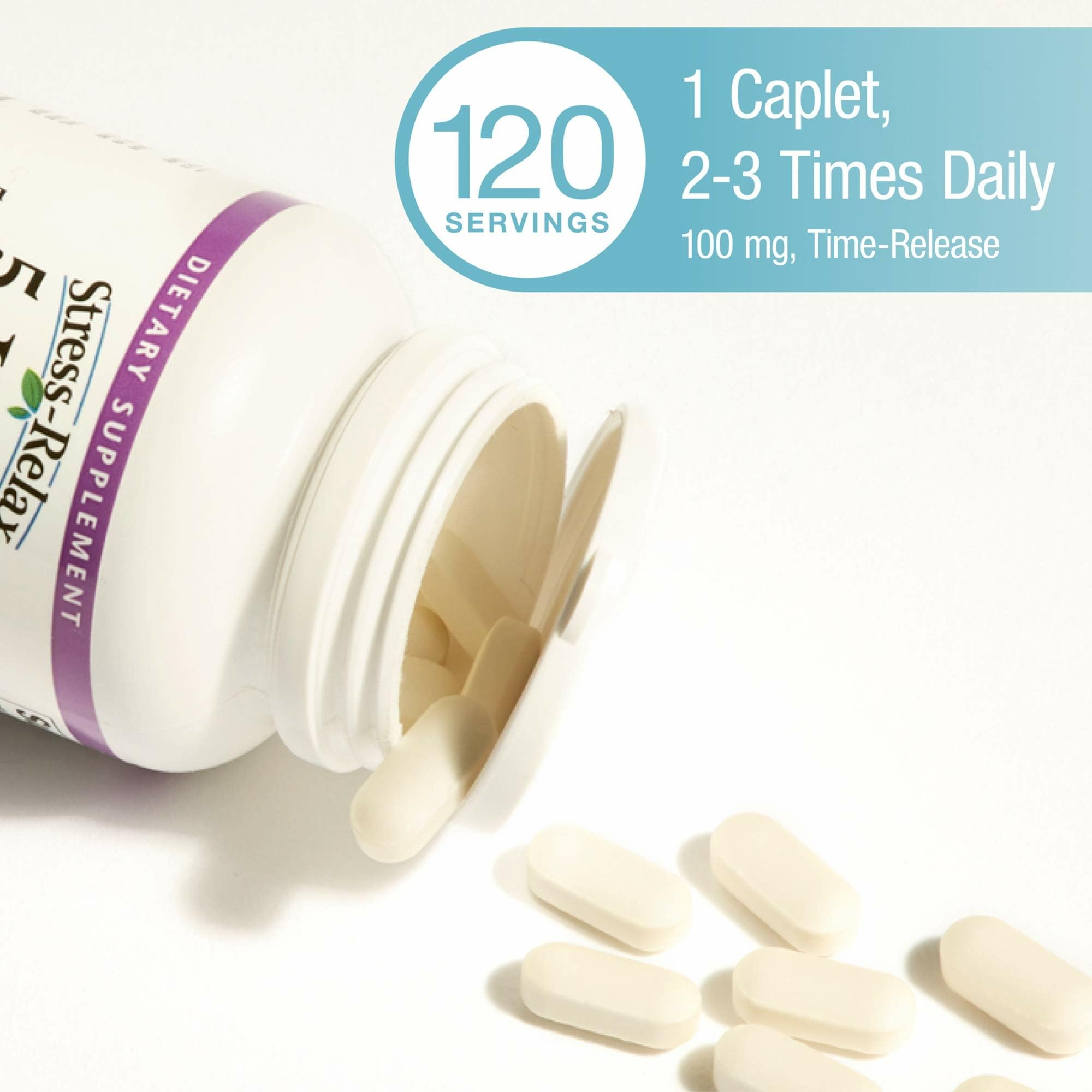 Nutrition facts panel for Stress-Relax 5-HTP 100 mg