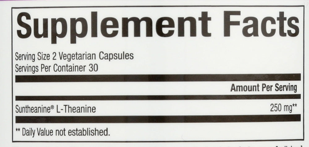 Nutrition facts and ingredients for Suntheanine L-Theanine supplement