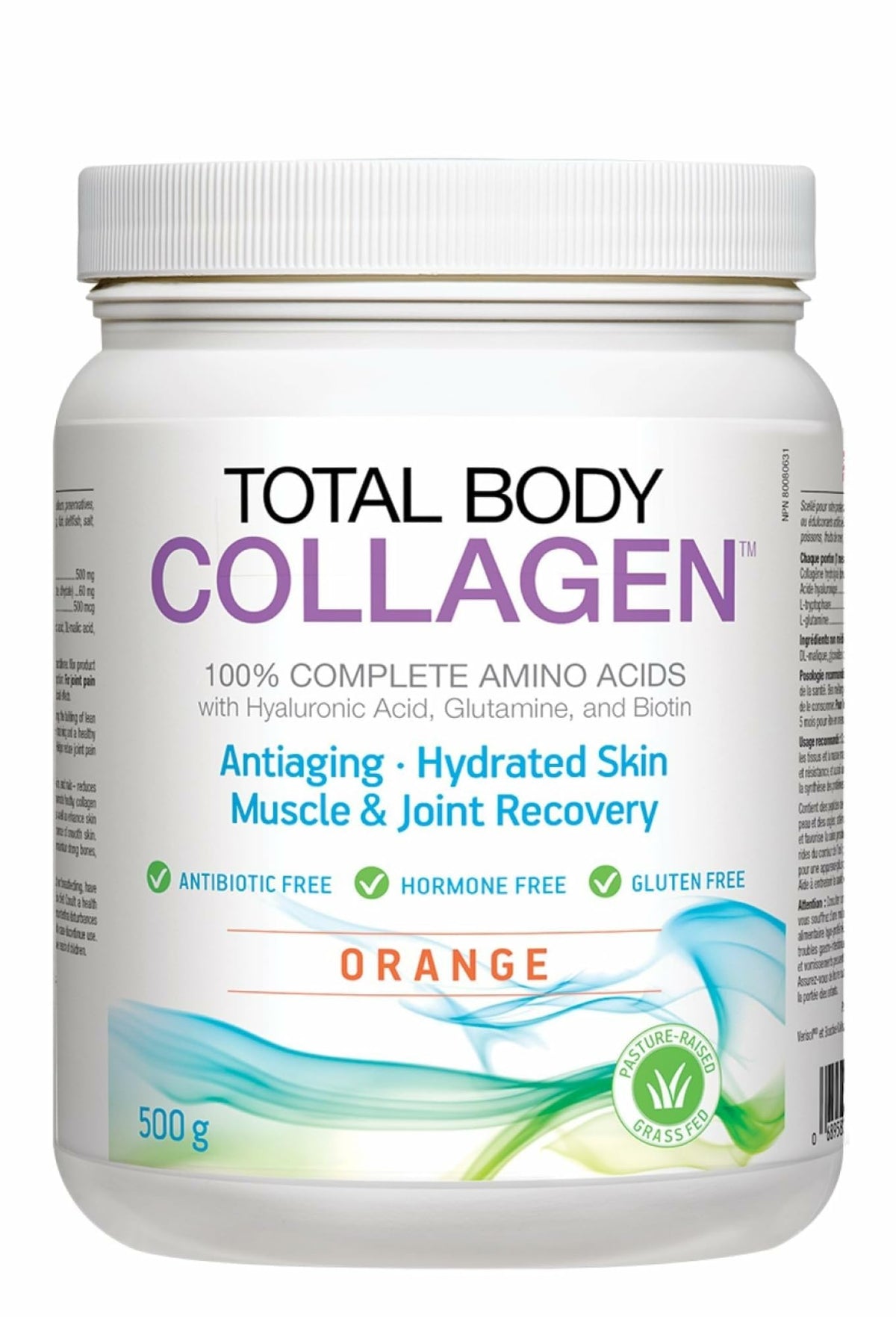 Natural Factors Total Body Collagen Orange container with scoop