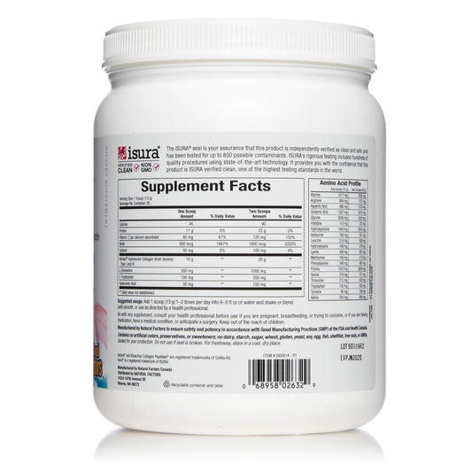 Packaging label for Natural Factors Total Body Collagen