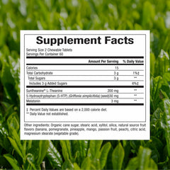 Natural Factors Tranquil Sleep ingredient blend with melatonin and 5-HTP highlighted on label