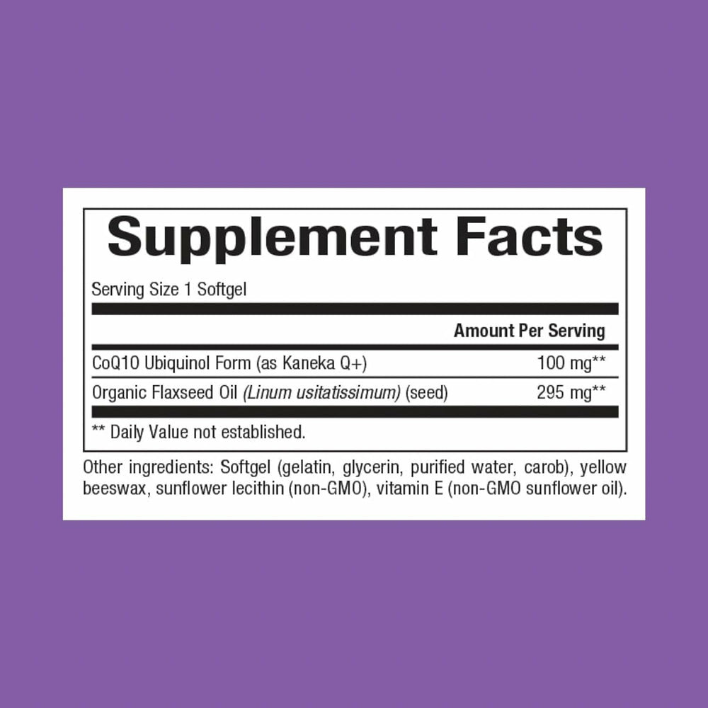 Back label showing supplement facts