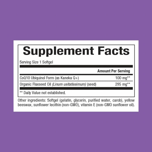 Back label showing supplement facts