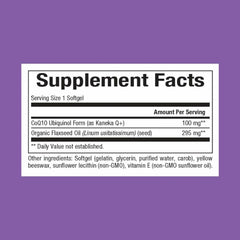 Back label showing supplement facts
