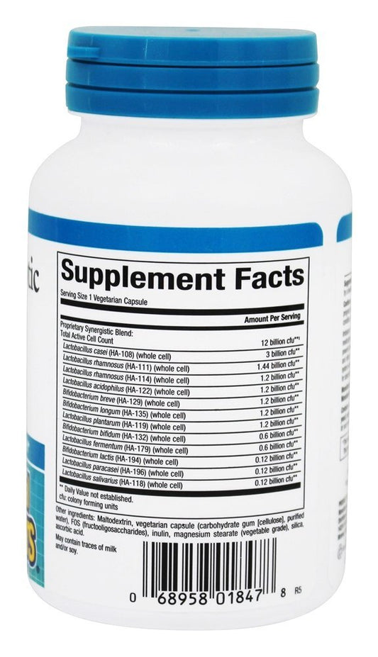 Close-up of probiotic capsules highlighting vegetarian blend