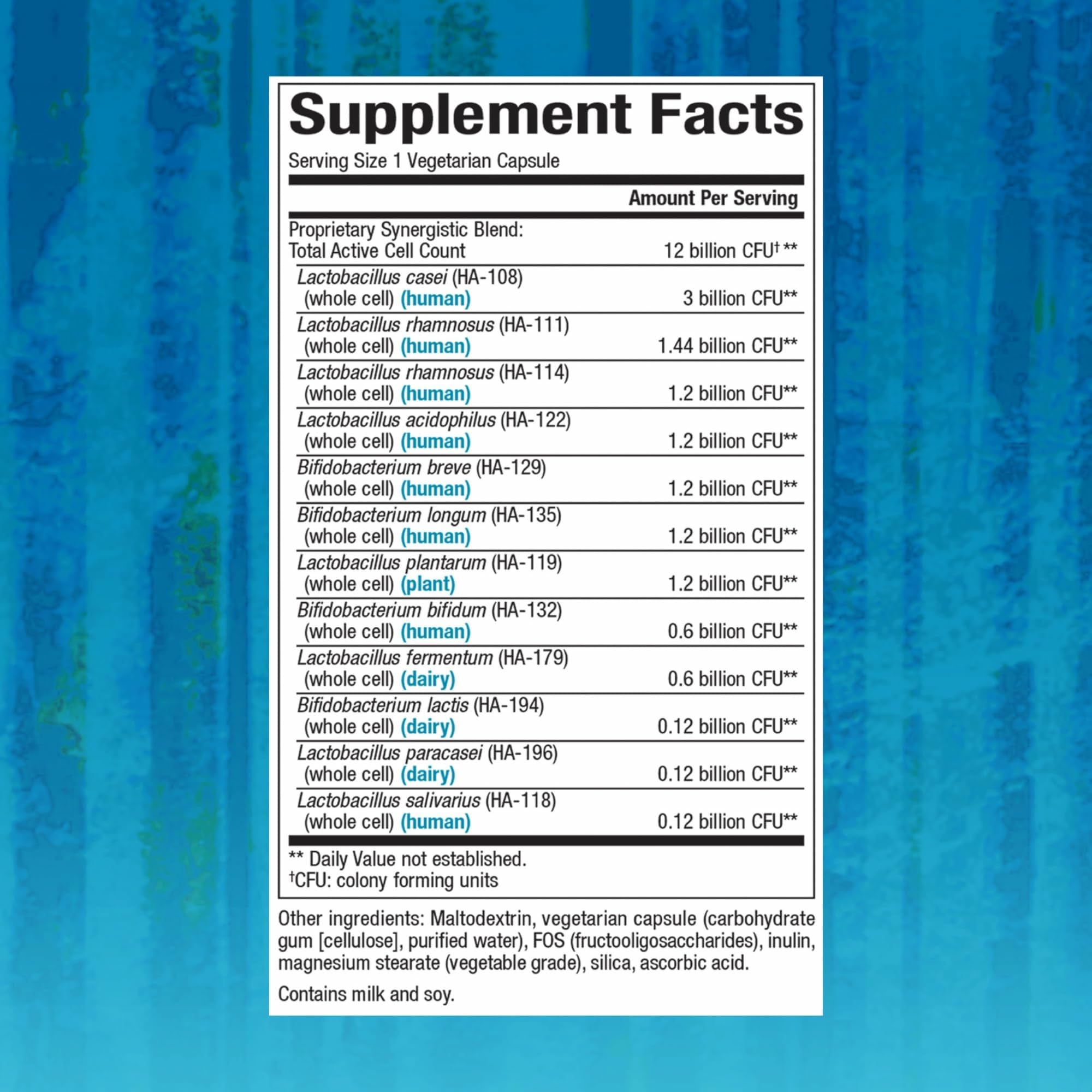 Close-up of probiotic capsules