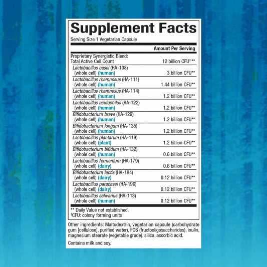 Close-up of probiotic capsules