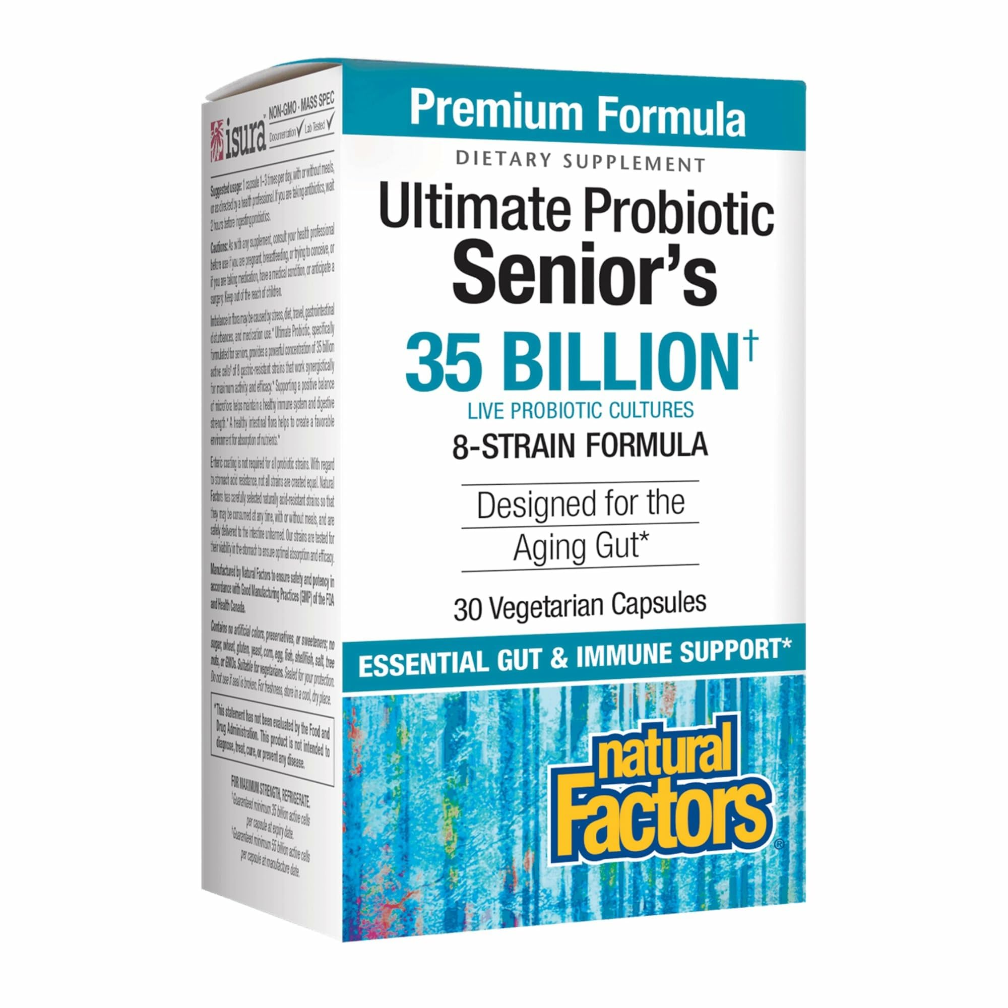 Front view of Natural Factors Ultimate Probiotic Senior's bottle with label