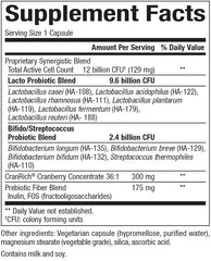 Front label of Natural Factors probiotic bottle