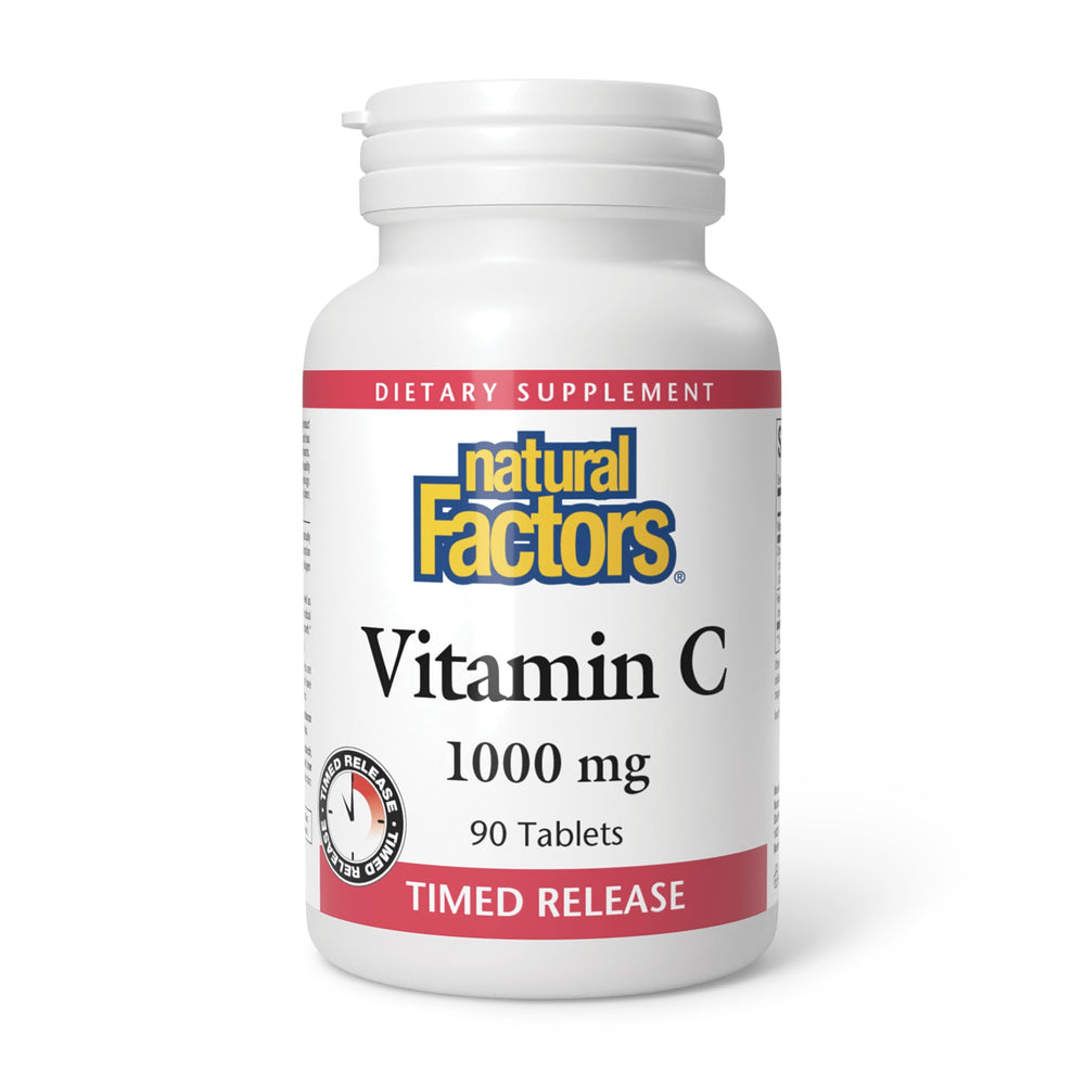 Front of Natural Factors Vitamin C 1000mg Time Release bottle with label